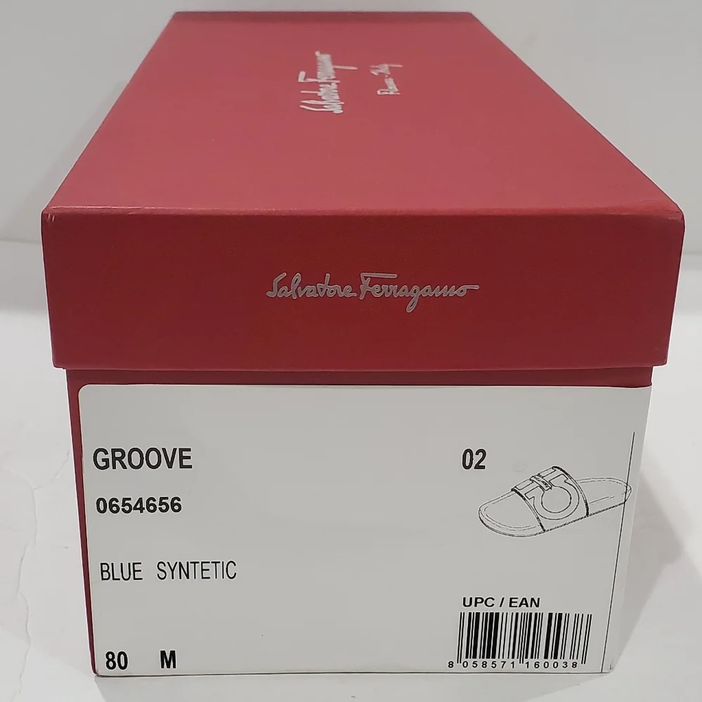 SALVATORE FERRAGAMO Groove 2 Slide mens slide Sandal in navy blue size 8m shoes
